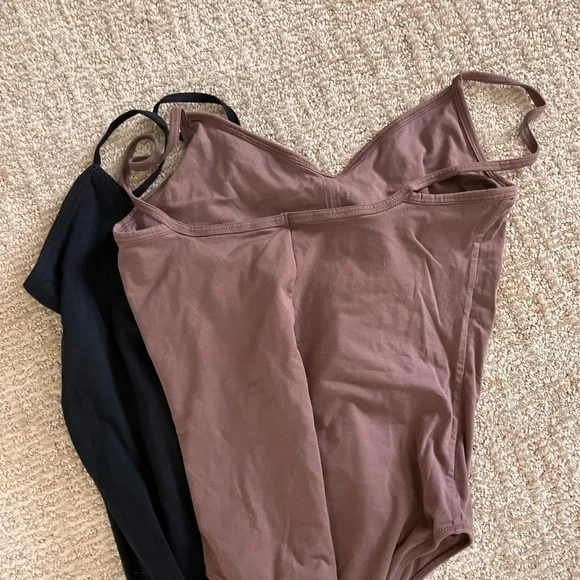 Everlane Seamless Camisole Bodysuits - Black and Mauve - Picture 2 of 8